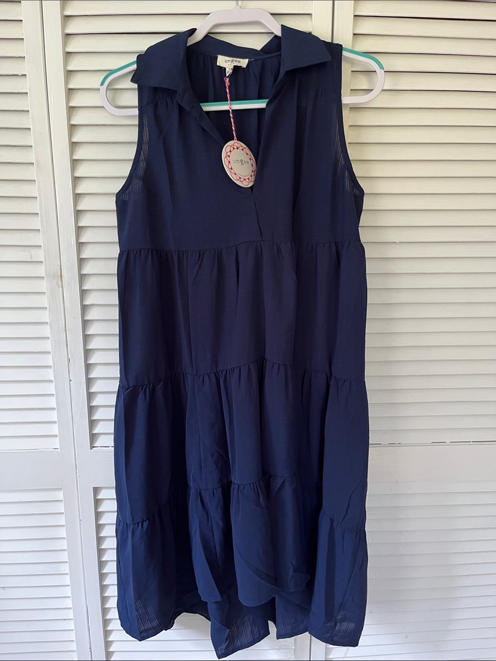 Umgee Navy Tiered Midi Dress